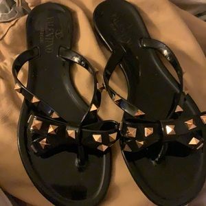 Valentino rubber rock stud flip flops.  Worn a few times.  Make an offer